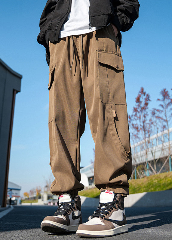 Men Pants New Pockets Casual Spring Khaki Lace Cotton Up Beam