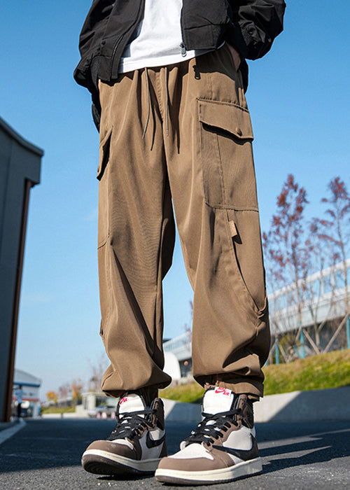 Men Pants New Pockets Casual Spring Khaki Lace Cotton Up Beam