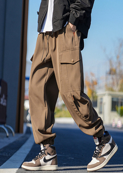 Men Pants New Pockets Casual Spring Khaki Lace Cotton Up Beam