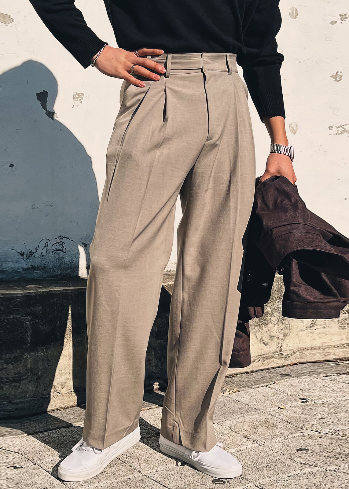 Solid Men Waist Spandex New High Pants Summer Pockets Khaki