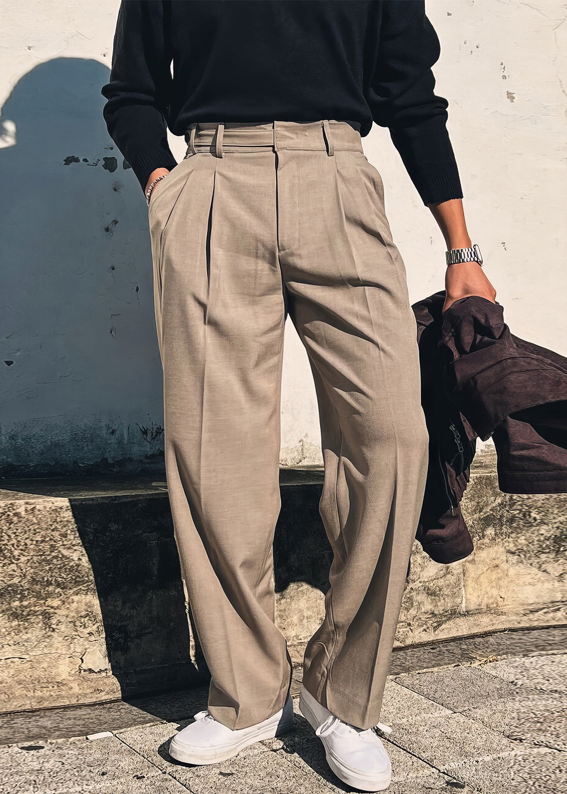 Solid Men Waist Spandex New High Pants Summer Pockets Khaki