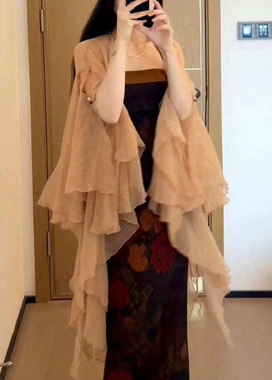 Butterfly Chiffon Cardigans New Solid Thin Khaki Sleeve