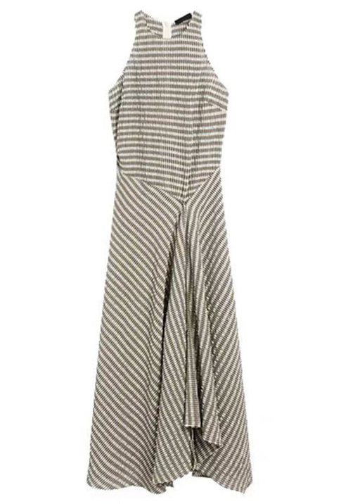 Design Neck Striped Cotton Long New Sleeveless O Dresses Original