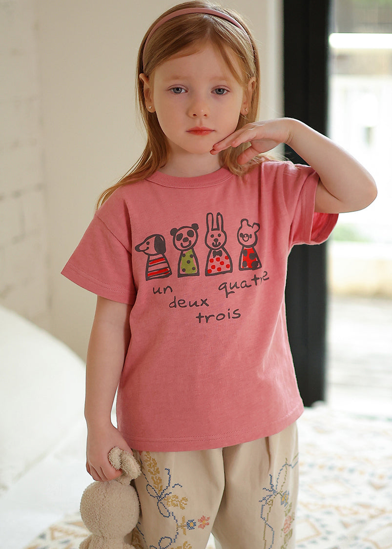 New Pink O-Neck Kids T Shirt Short Sleeve YU1077