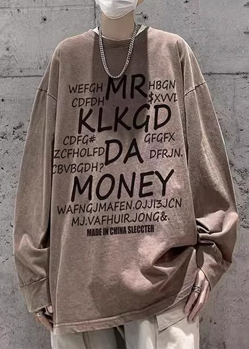 Shirts Neck New Pink Spring Letter T Cotton O Men