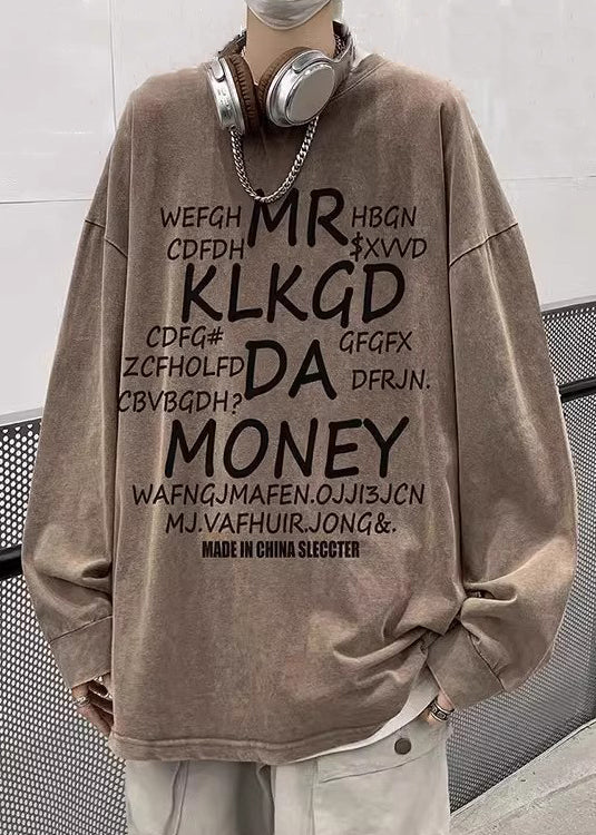 Shirts Neck New Pink Spring Letter T Cotton O Men