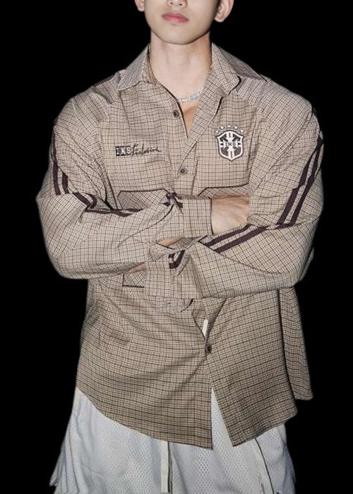 Peter Shirts Spring New Plaid Men Cotton Collar Striped Pan