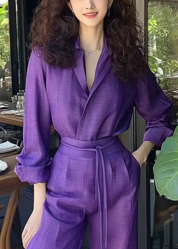 Set New And Pants Piece Up Cotton Lace Two Purple Shirts Pockets