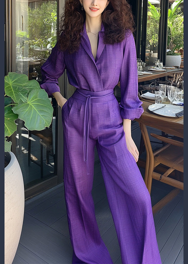 Set New And Pants Piece Up Cotton Lace Two Purple Shirts Pockets