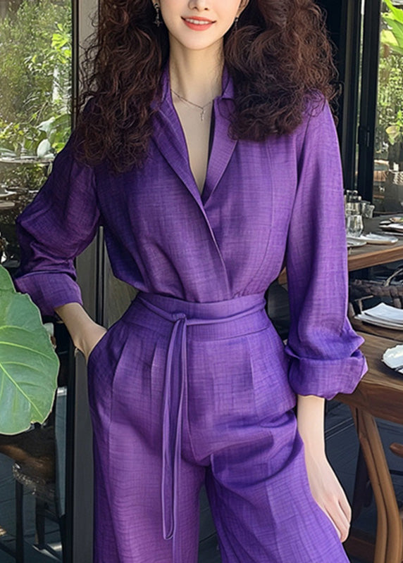 Set New And Pants Piece Up Cotton Lace Two Purple Shirts Pockets