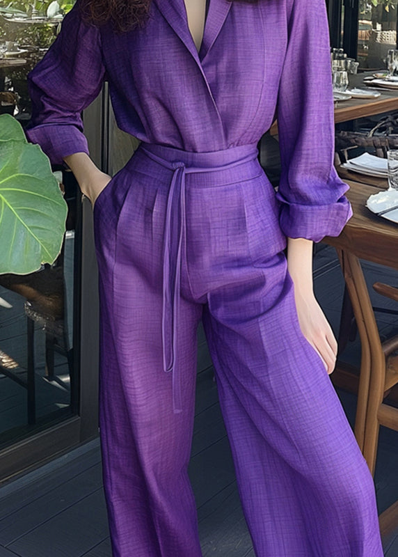 Set New And Pants Piece Up Cotton Lace Two Purple Shirts Pockets