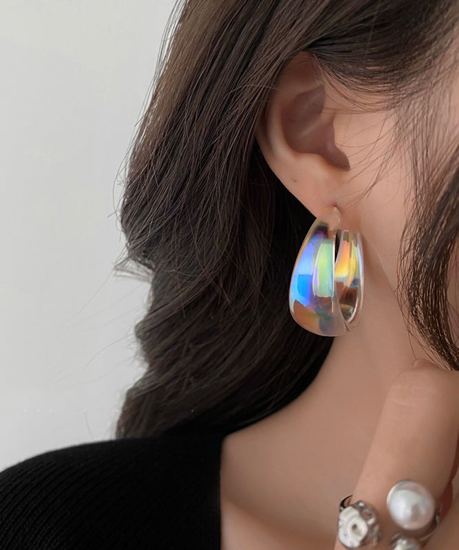 Earrings Hoop Rainbow New Acrylic