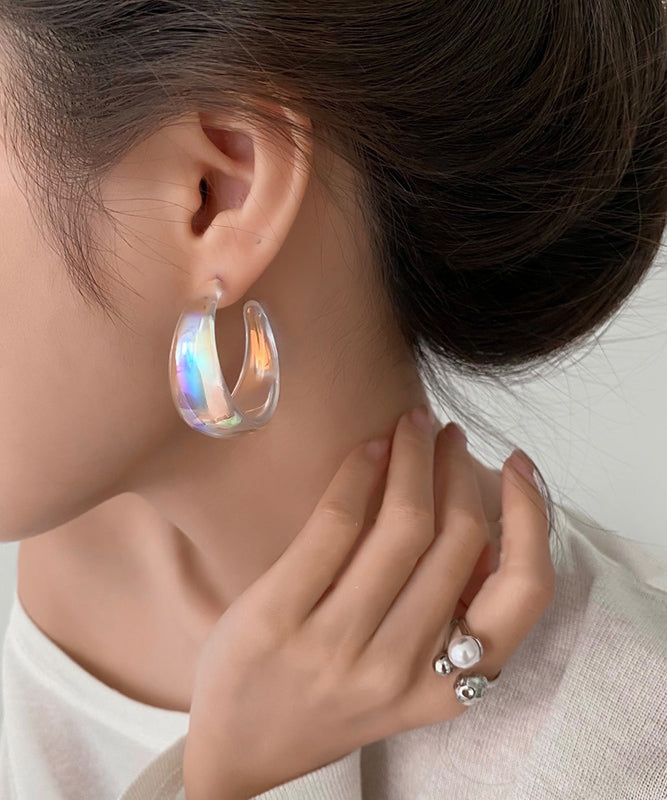 Earrings Hoop Rainbow New Acrylic