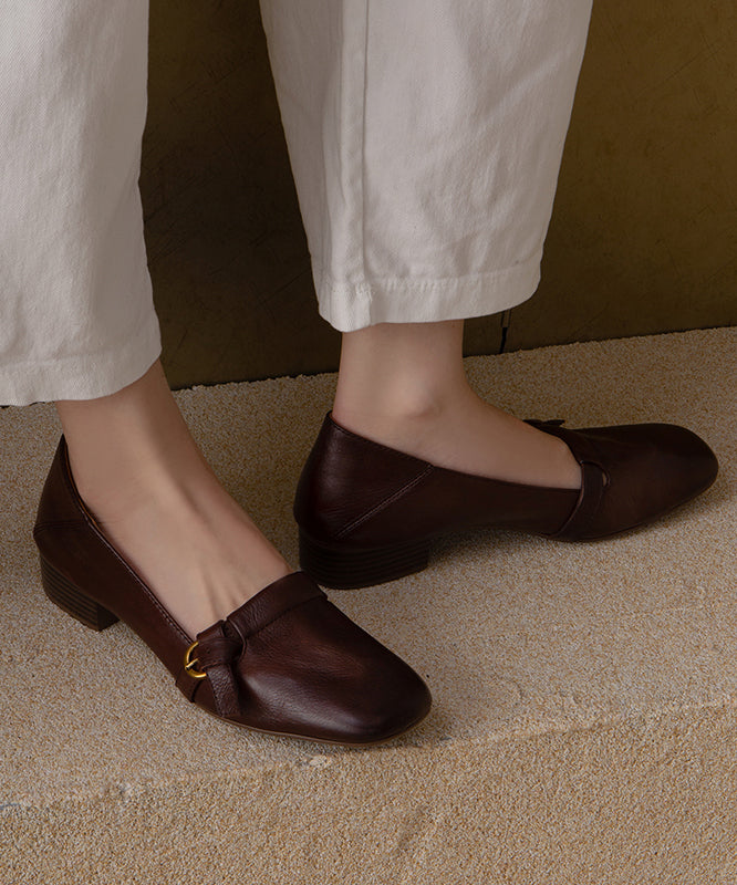 Red Shoes Splicing Cowhide New Comfortable Flat Leather