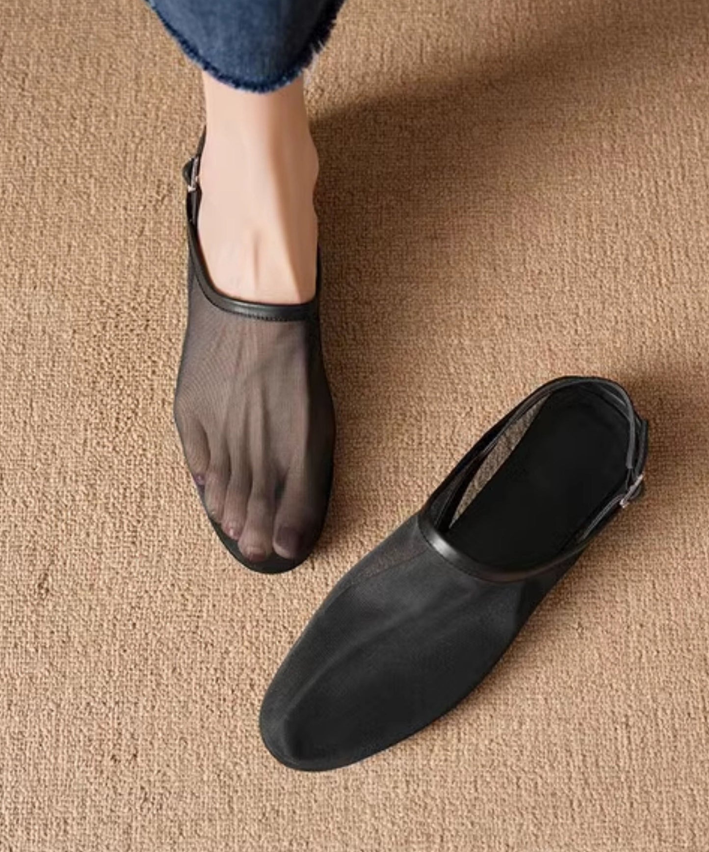 Tulle Leather New Walking Cowhide Sandals Red Splicing