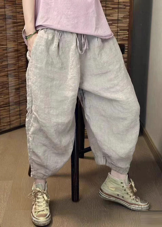 Beige Summer Retro Harem Oversized Linen Pants New