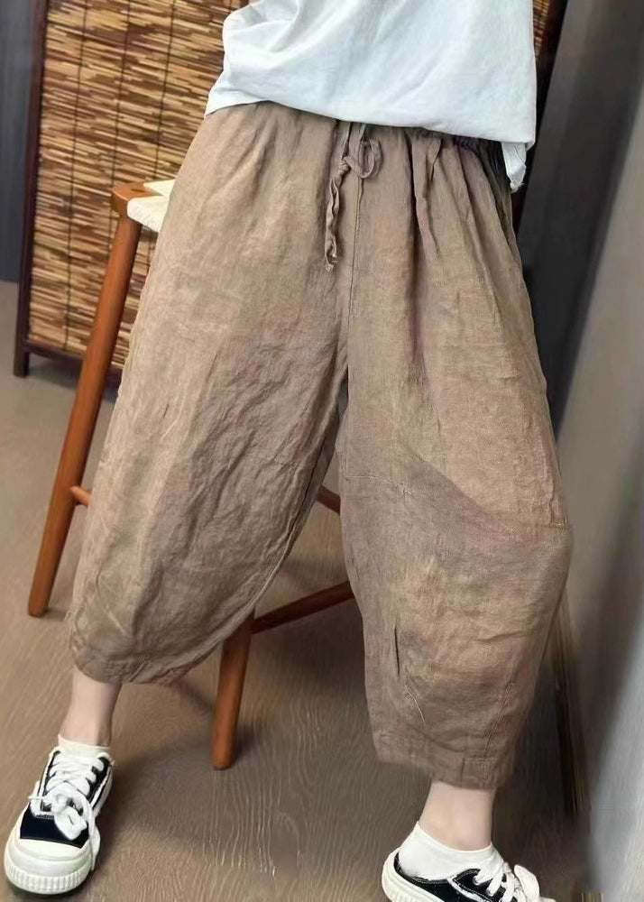 Beige Summer Retro Harem Oversized Linen Pants New