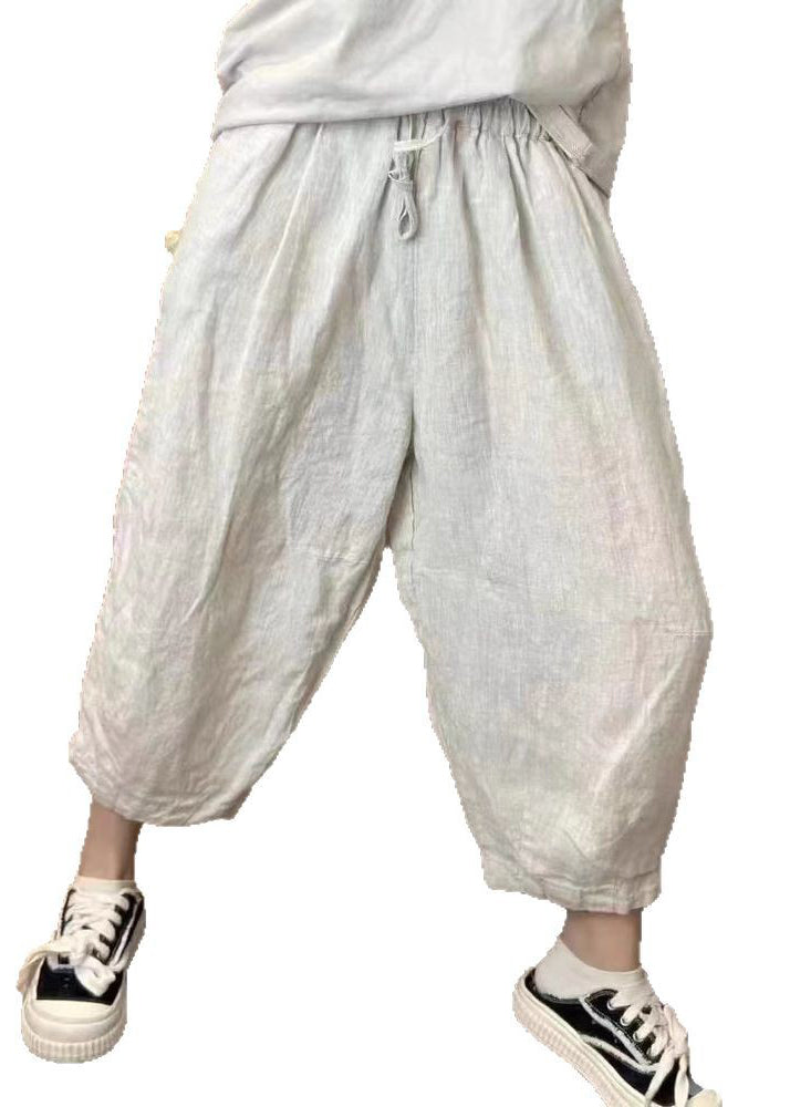 Beige Summer Retro Harem Oversized Linen Pants New