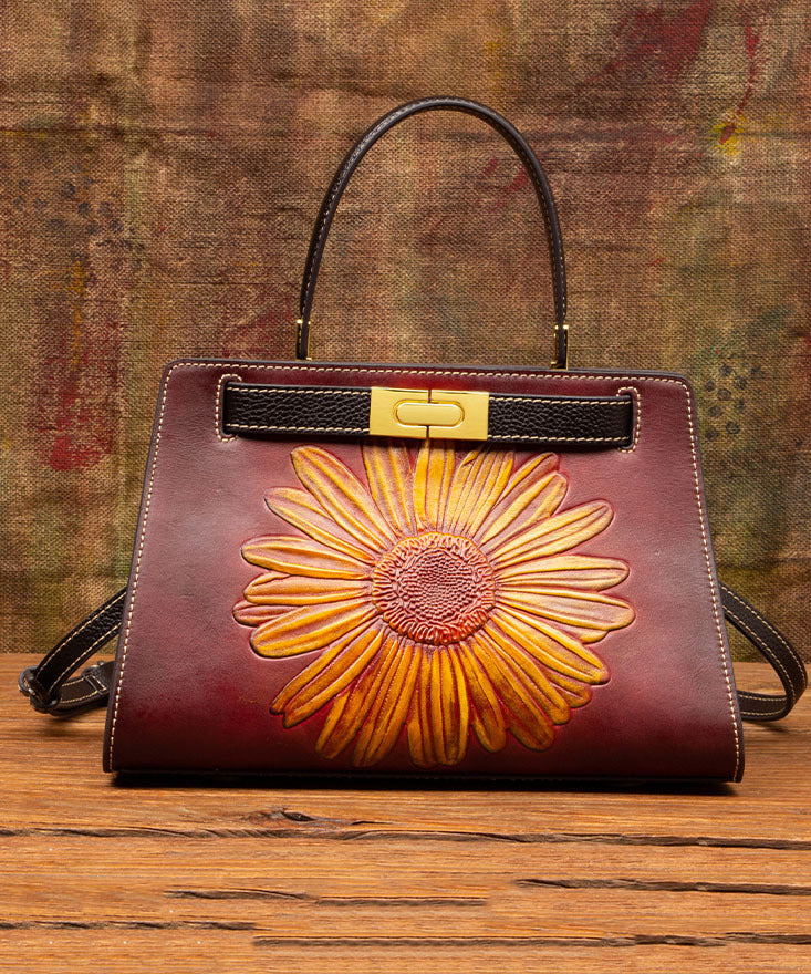 Brown Messenger New Leather Embossed Retro Bag Calf