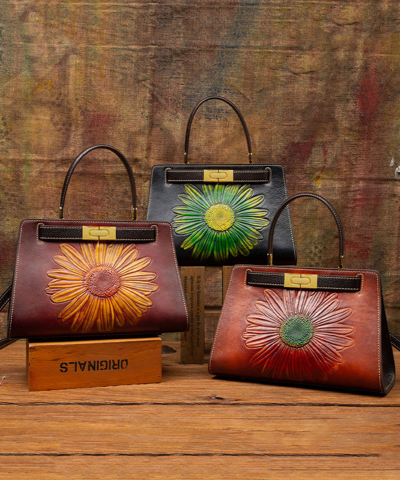 Brown Messenger New Leather Embossed Retro Bag Calf