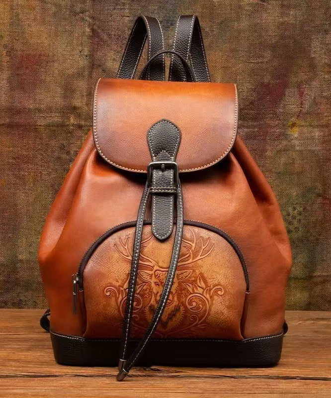 New Leather Retro Calf Large Capacity Bag Brown Backpack