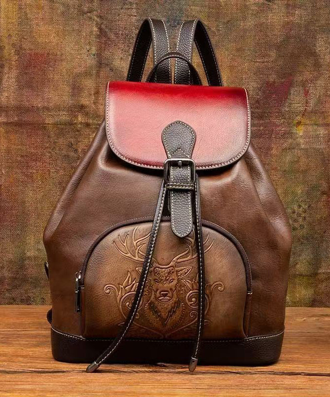 New Leather Retro Calf Large Capacity Bag Brown Backpack