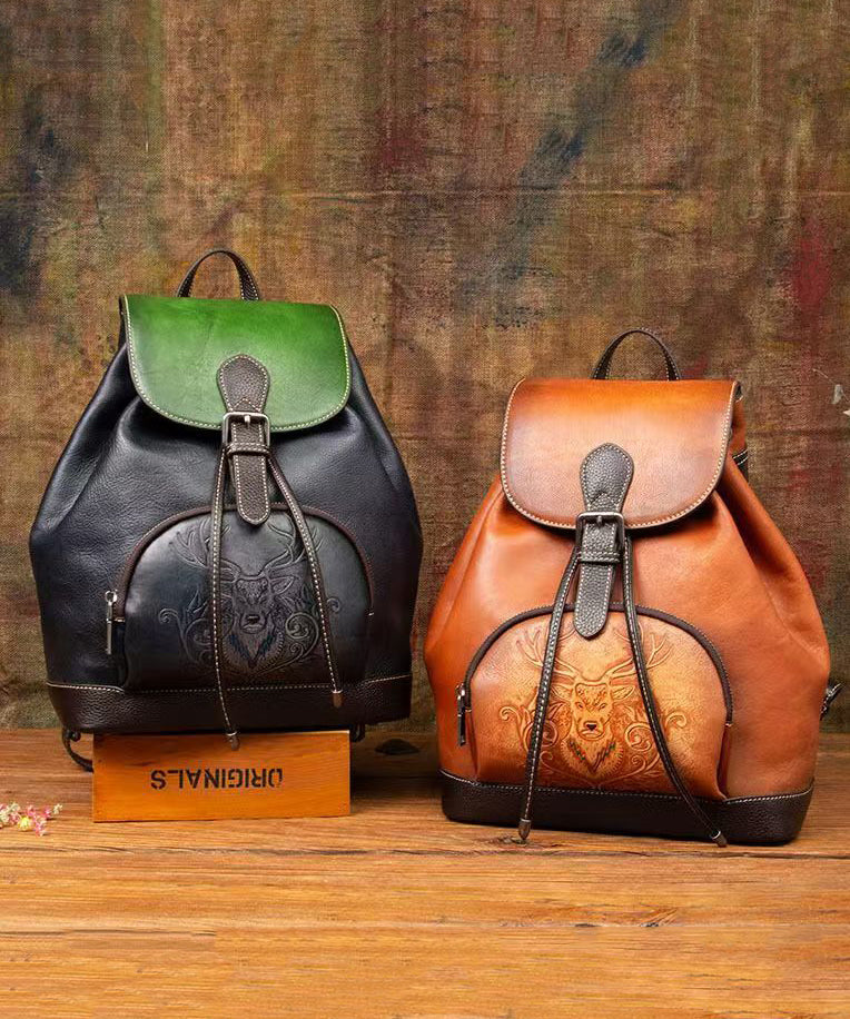 New Leather Retro Calf Large Capacity Bag Brown Backpack