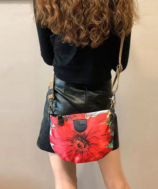 New Retro Red Print Versatile CrossBody Bag Ada Fashion