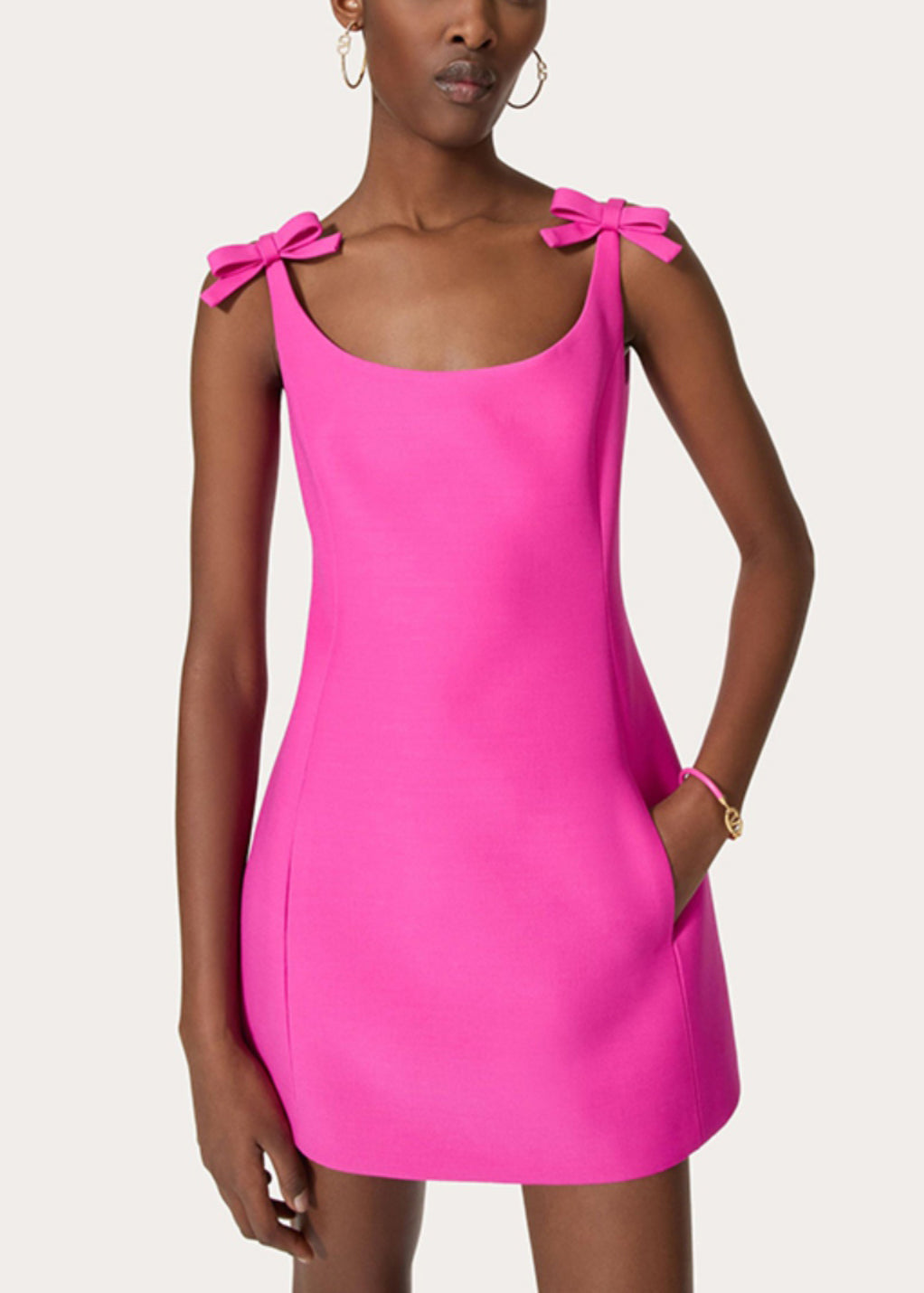 Mini Rose New Cotton Dress Pockets Sleeveless Solid Bow