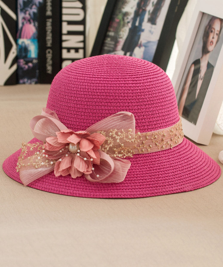 Floral New Floppy Hat Sun Rose Straw Woven