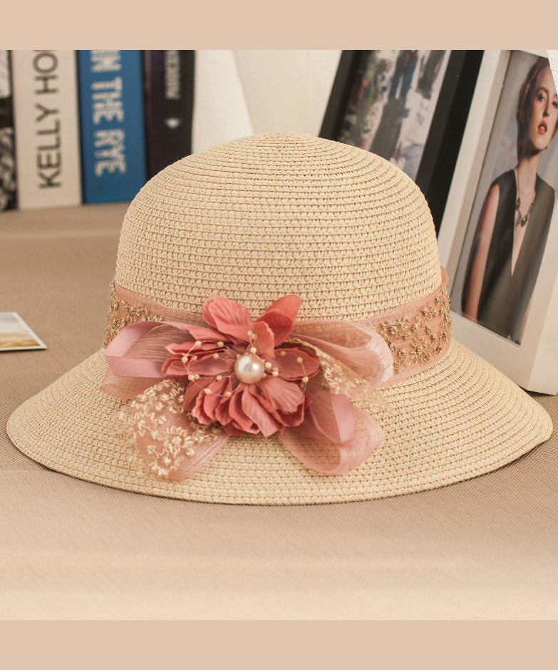 Floral New Floppy Hat Sun Rose Straw Woven
