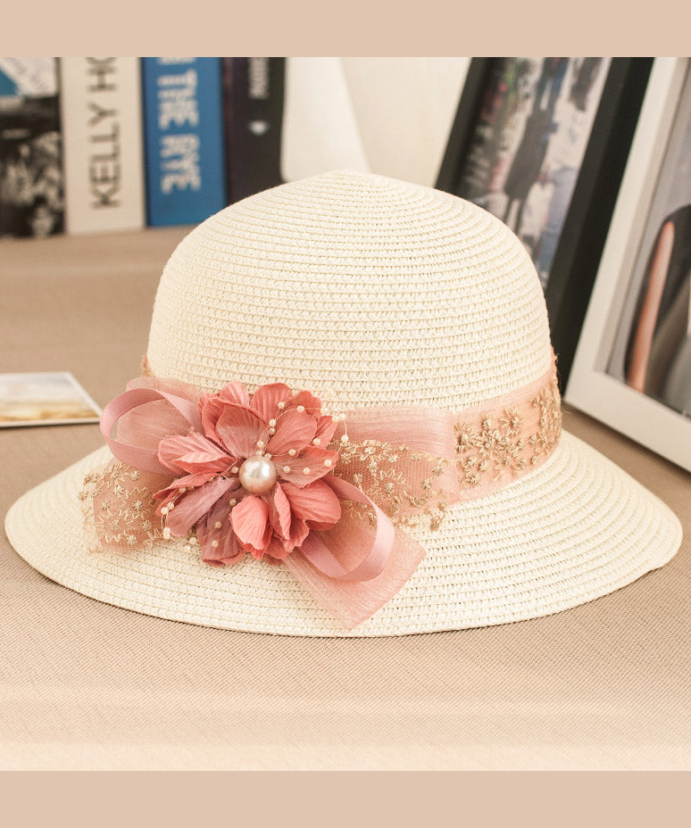 Floral New Floppy Hat Sun Rose Straw Woven