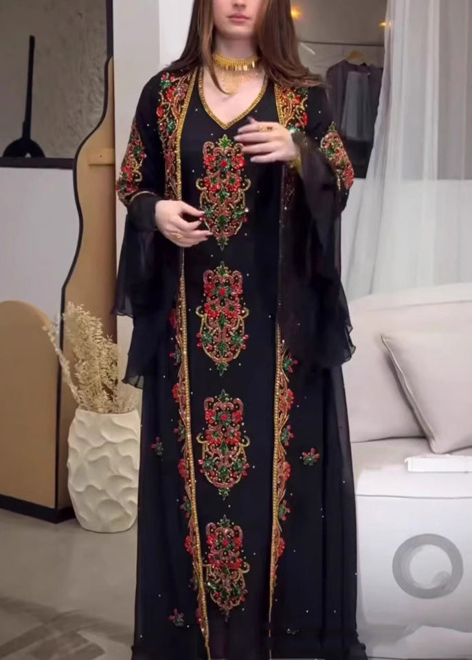 Summer Set Robe Black Two Style Embroidered New Pieces Dress