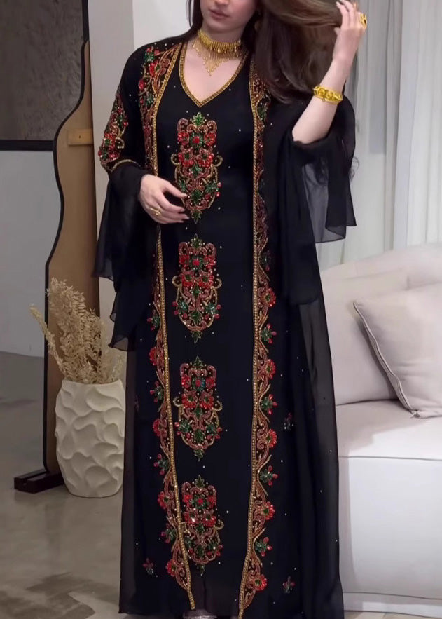 Summer Set Robe Black Two Style Embroidered New Pieces Dress