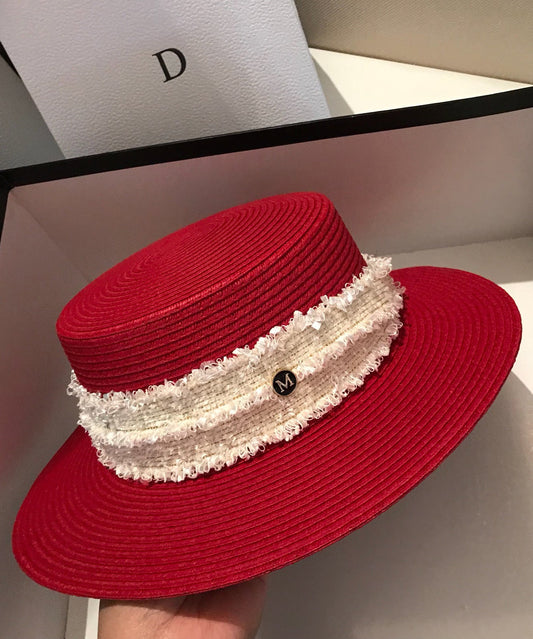 Red Hat Cloche New Straw Stylish Woven