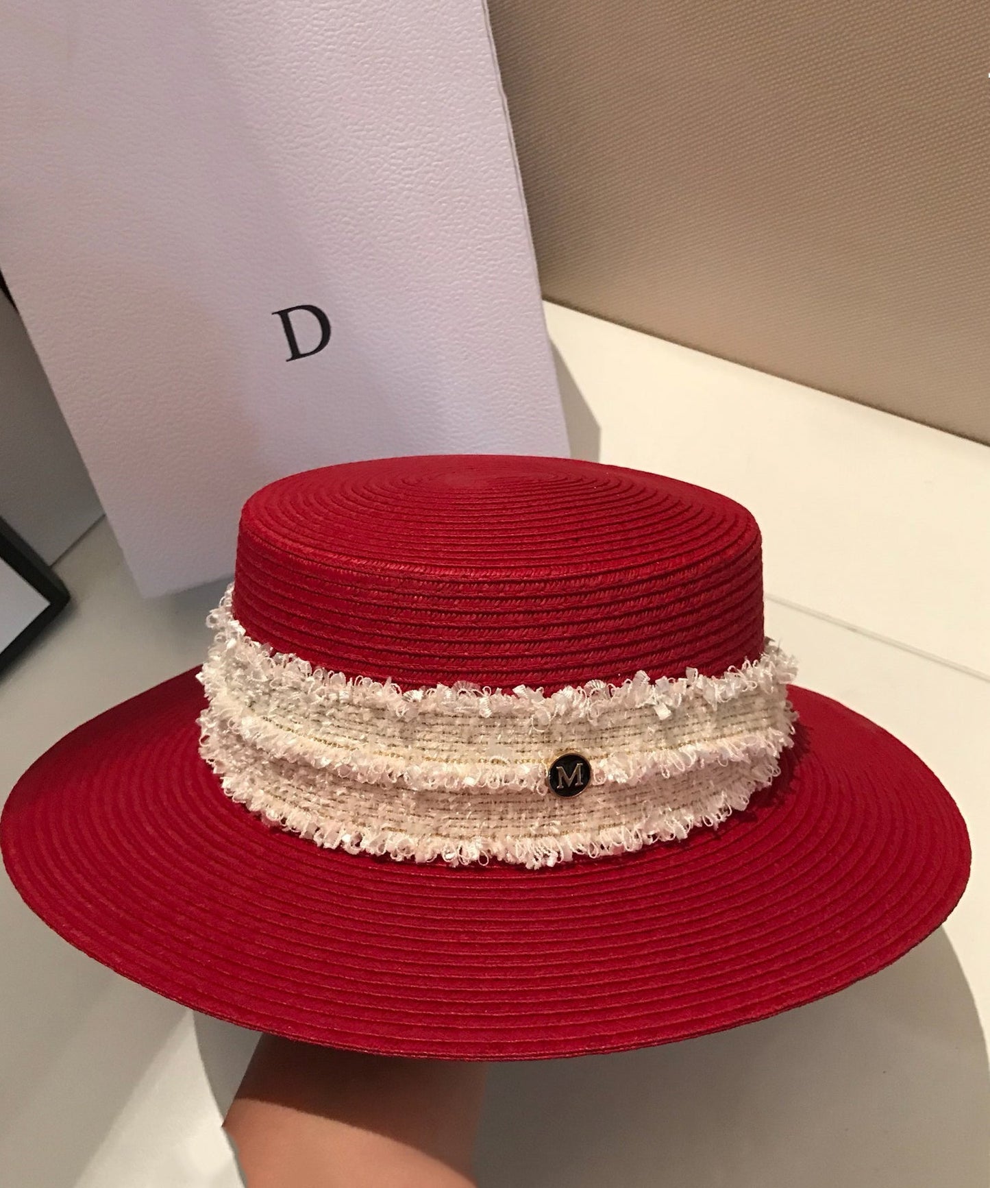 Red Hat Cloche New Straw Stylish Woven