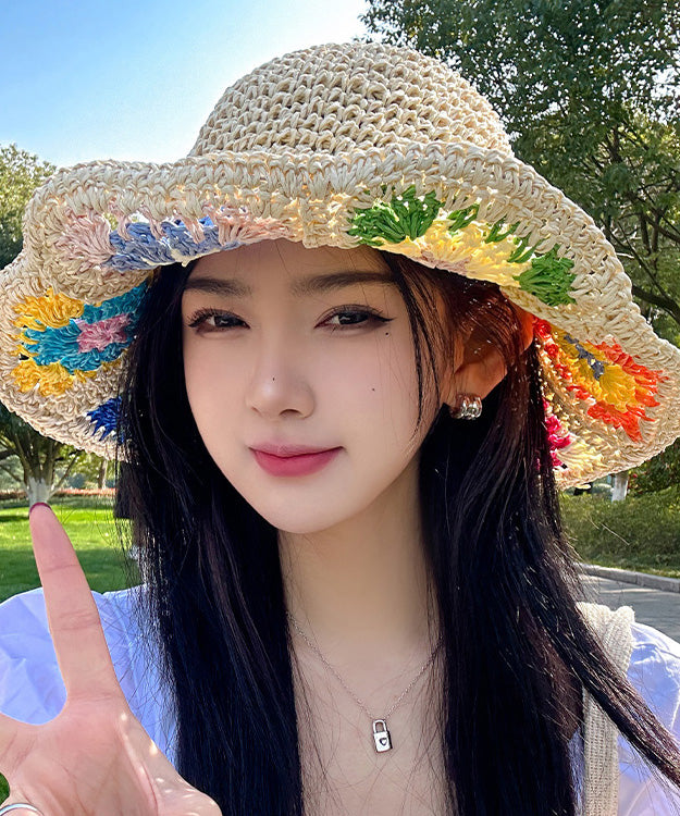 Shading Woven Hat New Beige Straw Protection Summer Sun
