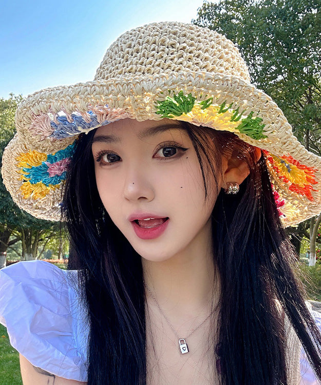 Shading Woven Hat New Beige Straw Protection Summer Sun