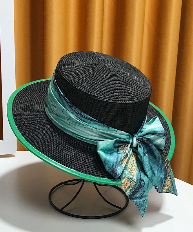 Hat Floppy Straw Woven New White Bow Sun Versatile