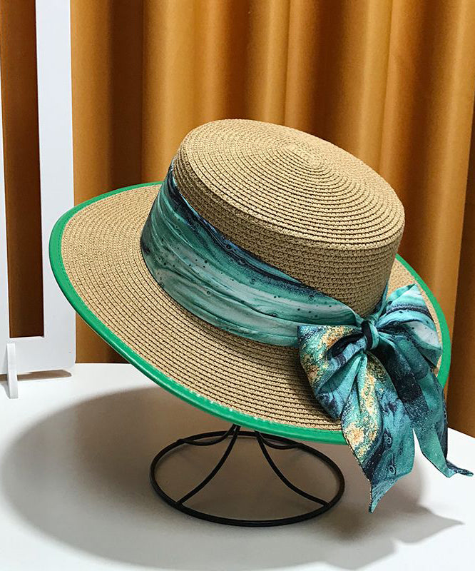 Hat Floppy Straw Woven New White Bow Sun Versatile