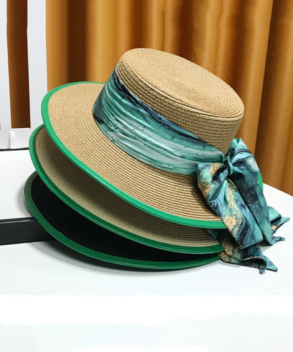 Hat Floppy Straw Woven New White Bow Sun Versatile