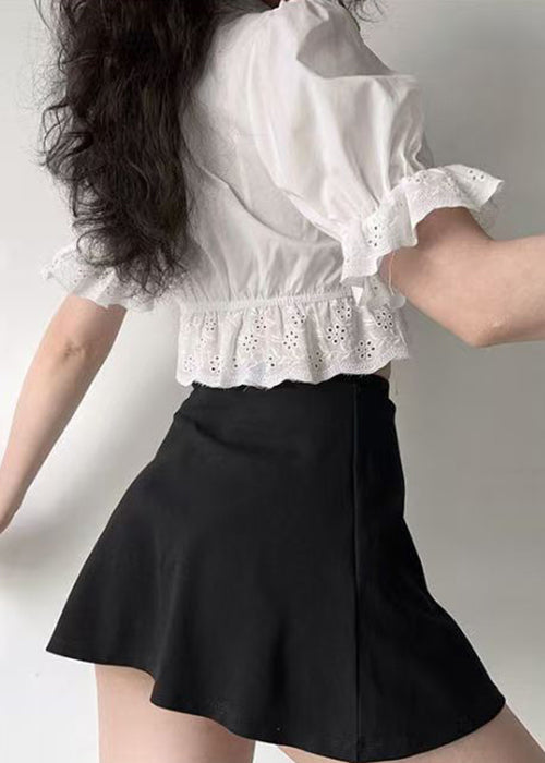 Lace Cotton Out Shirt Hollow Up Embroidered New Summer White