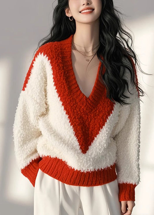 White Knit Patchwork Spring New Fluffy Cozy Tops
