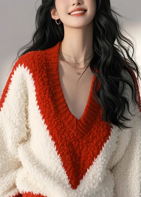 White Knit Patchwork Spring New Fluffy Cozy Tops