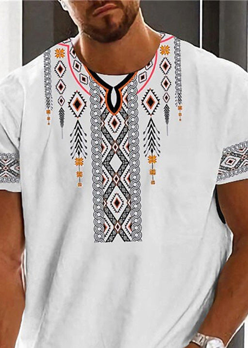 Cotton Men New White Summer Shirt O T Print Neck