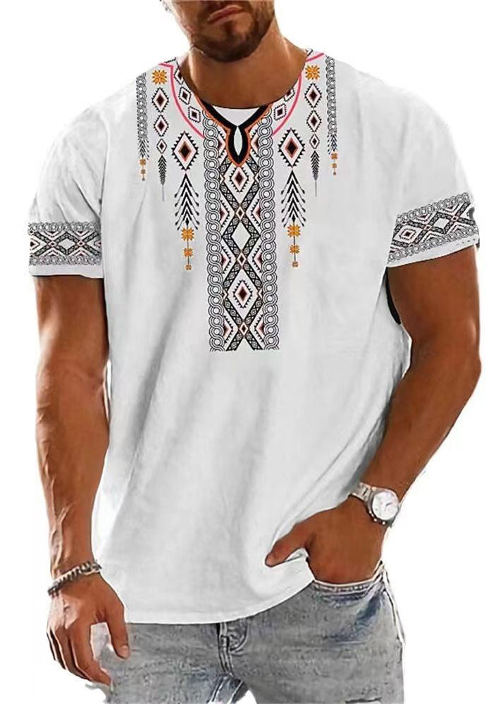 Cotton Men New White Summer Shirt O T Print Neck