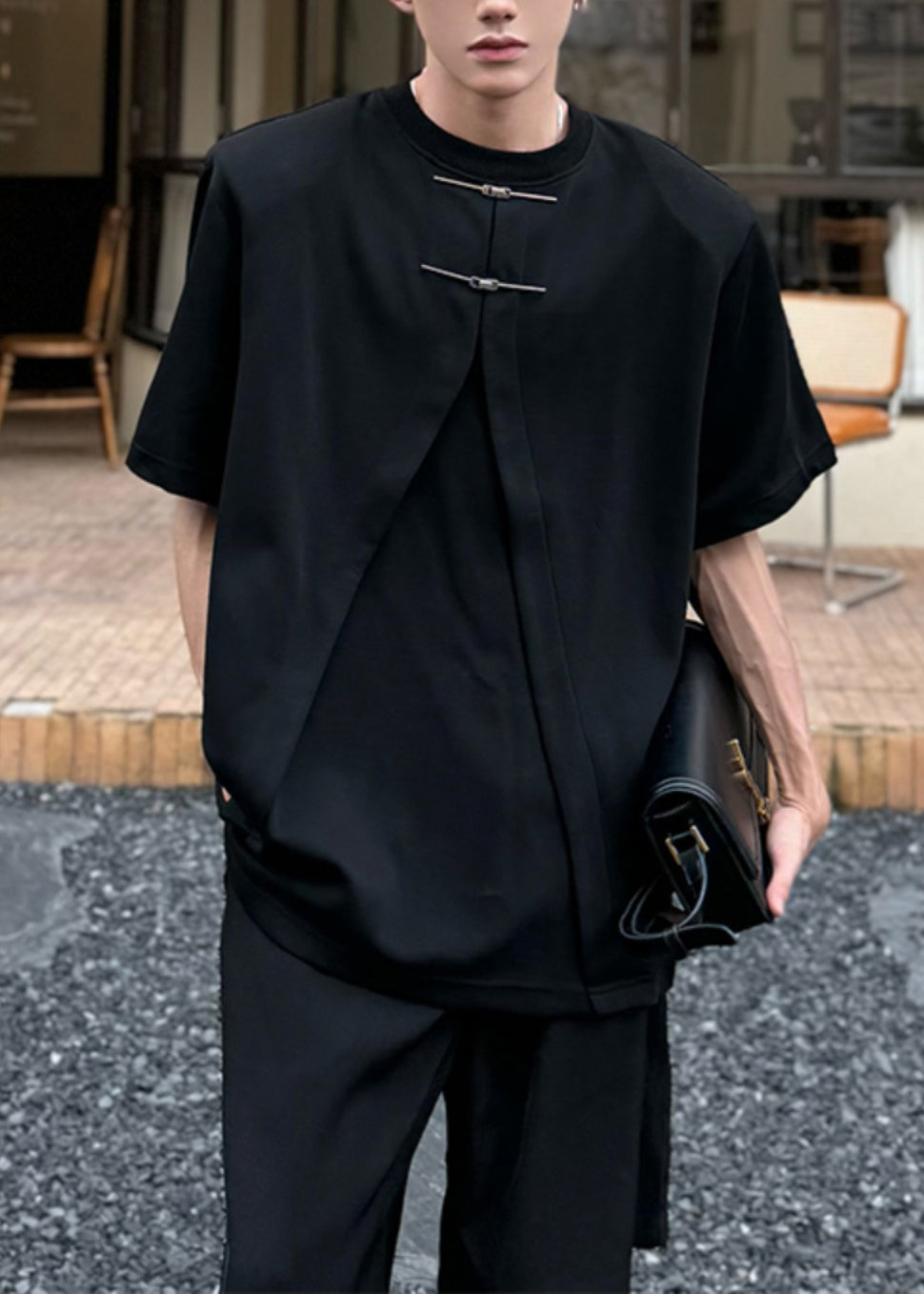 Cotton Summer T Men Shirt Open White New Side Oversized