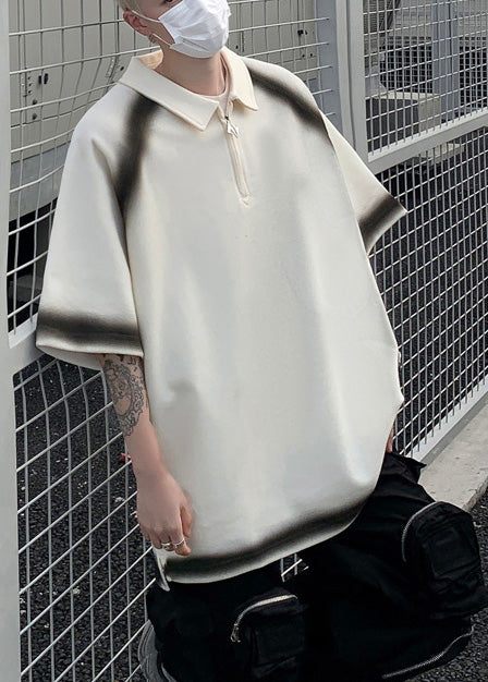 Cotton New Tie White Tees Graphic Oversized Summer Mens Dye