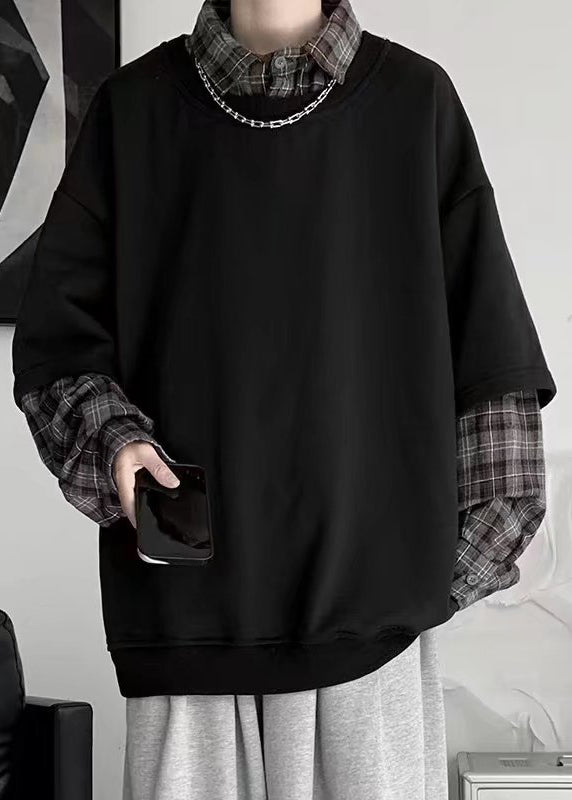 False Pieces Two New Plaid Cotton Patchwork Mens White