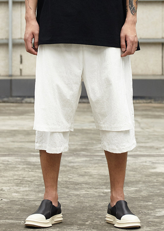 White Pockets Shorts False Men New Cotton Pieces Summer Two